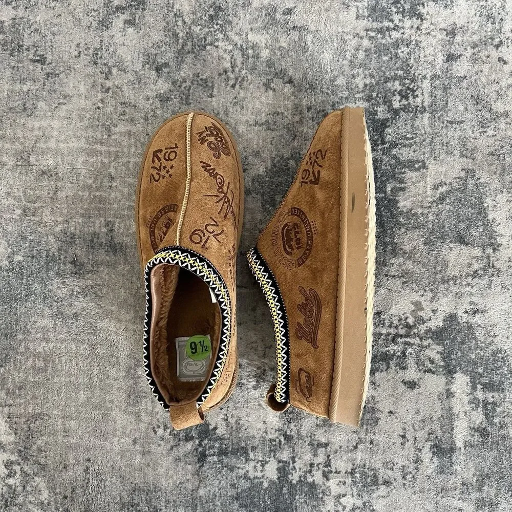 Ecko Unltd. Men's Fur Lined Mules Tasman Style Slippers Chestnut Size 9.5